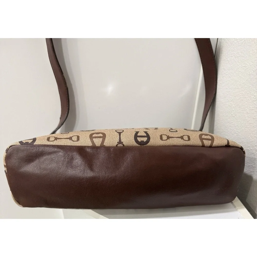Vintage Etienne Aigner Signature Brown Logo All Over Print Purse Bag
